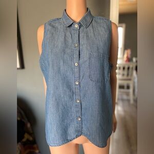 GAP Light Blue Denim Sleeveless Top
